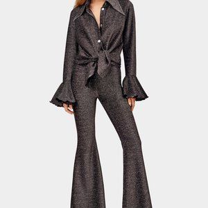 Sleeper NWT Black Lurex Lounge Shirt And Pants Set Szie Medium